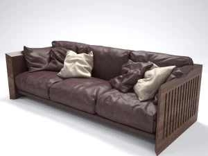riva soft wood sofa 3D Model