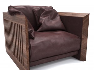 riva soft wood armchair 3D 모델