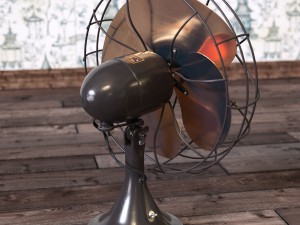 vintage fan and suitcases 3D मॉडल