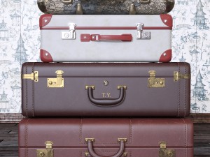 vintage fan and suitcases 3D मॉडल
