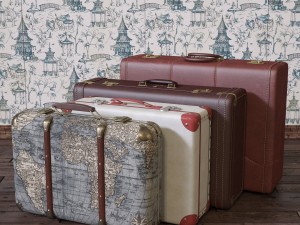 vintage fan and suitcases 3D मॉडल
