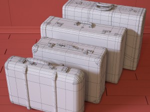 vintage fan and suitcases 3D मॉडल