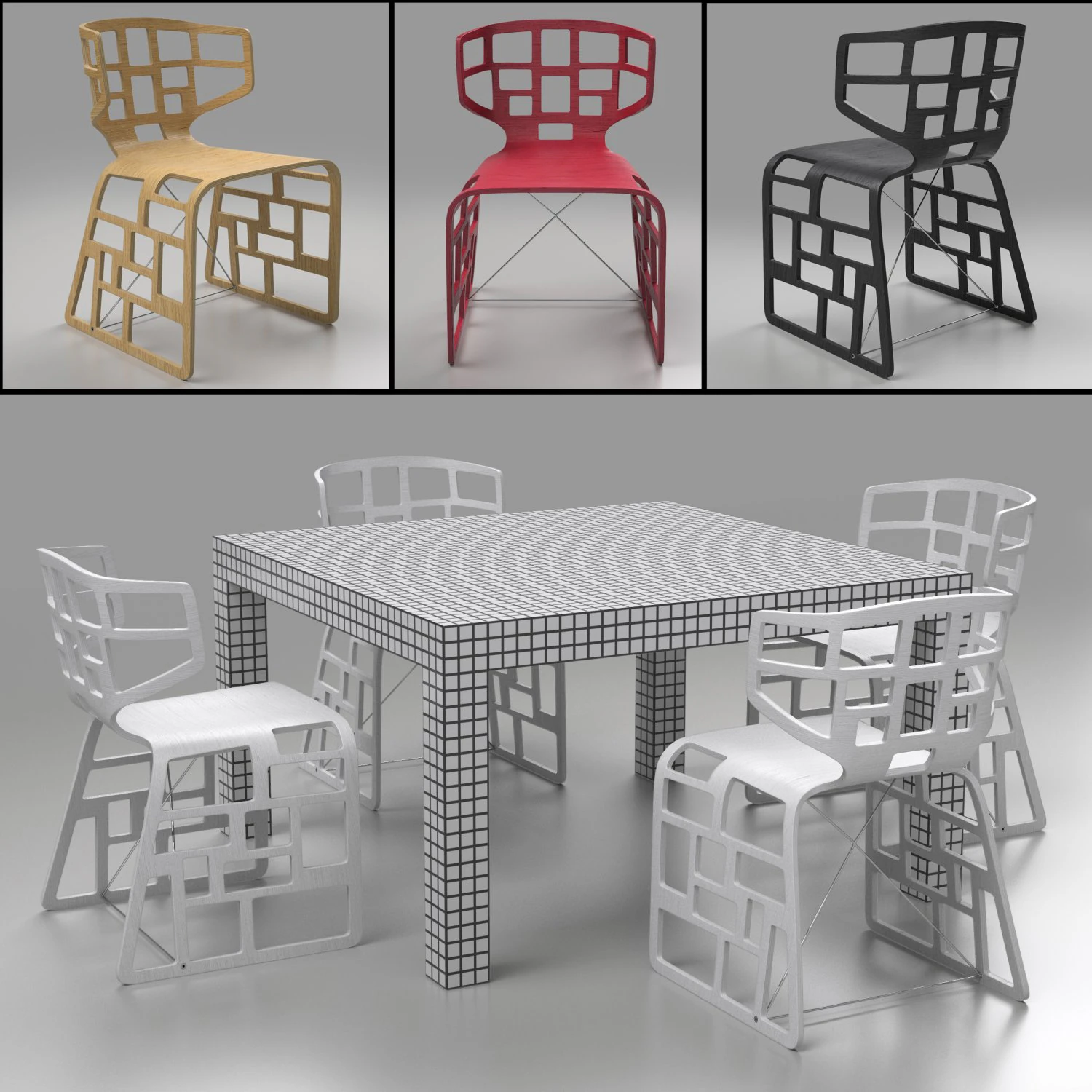 crassevig ole and zanotta quaderna 3D Model .c4d .max .obj .3ds .fbx .stl .blend 