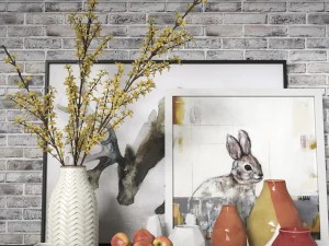 टोकरा और बैरल फूलदान 3D मॉडल