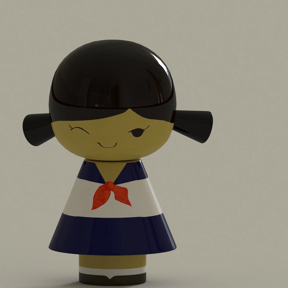 kokeshi 3D Model .c4d .max .obj .3ds .fbx .stl .blend 