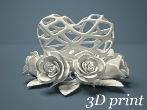 heart and roses 3D Print Model