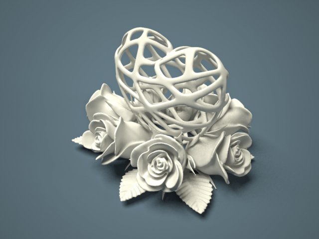 Download heart and roses 3D Model