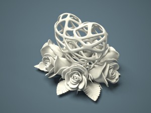 heart and roses 3D-Druckmodell