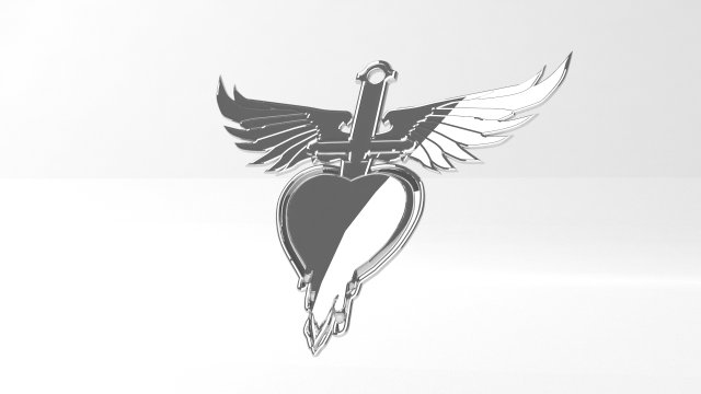 Bon Jovi Heart and Dagger Pendant 3D Model in Pendants 3DExport