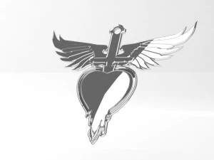 Wisiorek w kształcie serca i sztyletu Bon Jovi Model do druku 3D