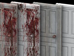 4 geru&iuml;neerde bloedige deur 3D Model