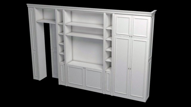 library - closet with sliding door 3D 모델 .c4d .max .obj .3ds .fbx .stl .blend 