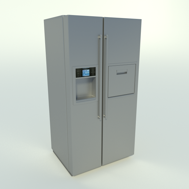two doors frigider 3D 模型 .c4d .max .obj .3ds .fbx .stl .blend 