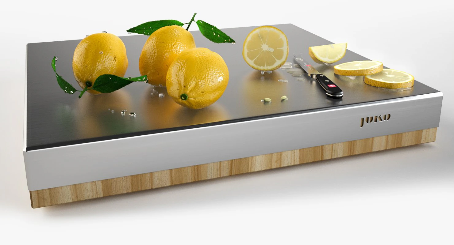 lemons on chopping board 3D Model .c4d .max .obj .3ds .fbx .stl .blend 