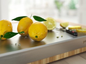 lemons on chopping board Modèle 3D
