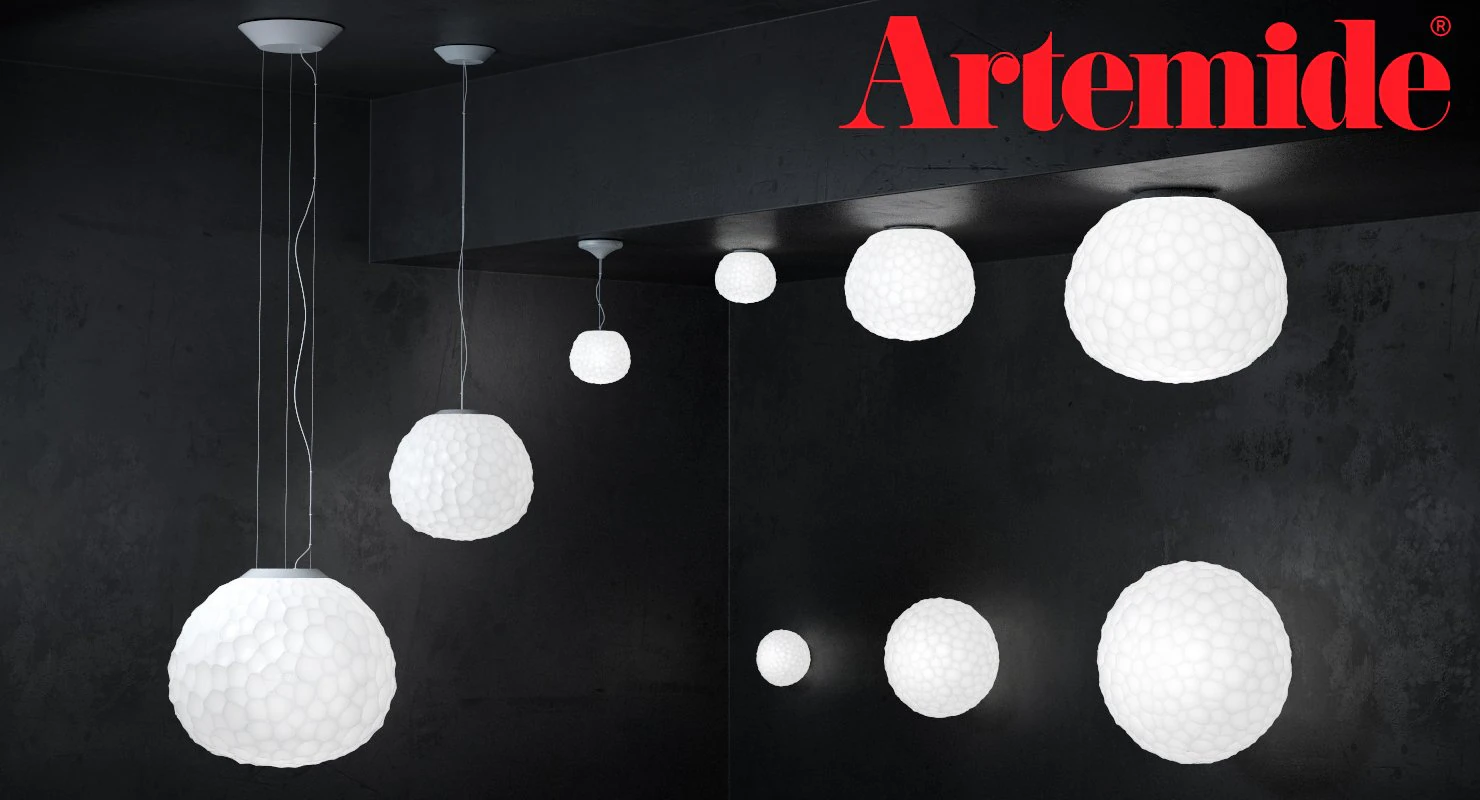 meteorite - by artemide - suspension and wall set 3D Model .c4d .max .obj .3ds .fbx .stl .blend 