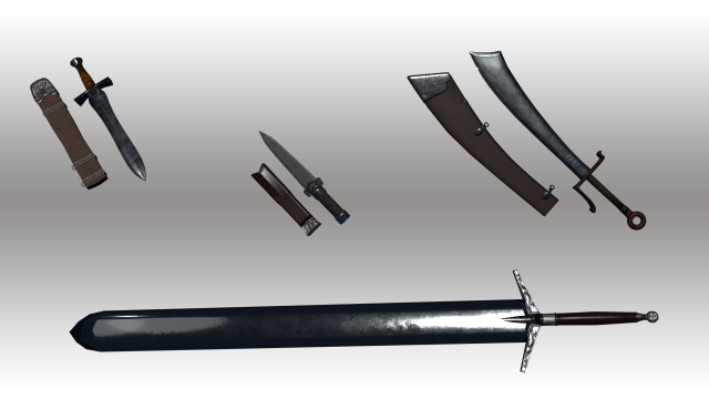 ancient swords pack 3D Model .c4d .max .obj .3ds .fbx .stl .blend 