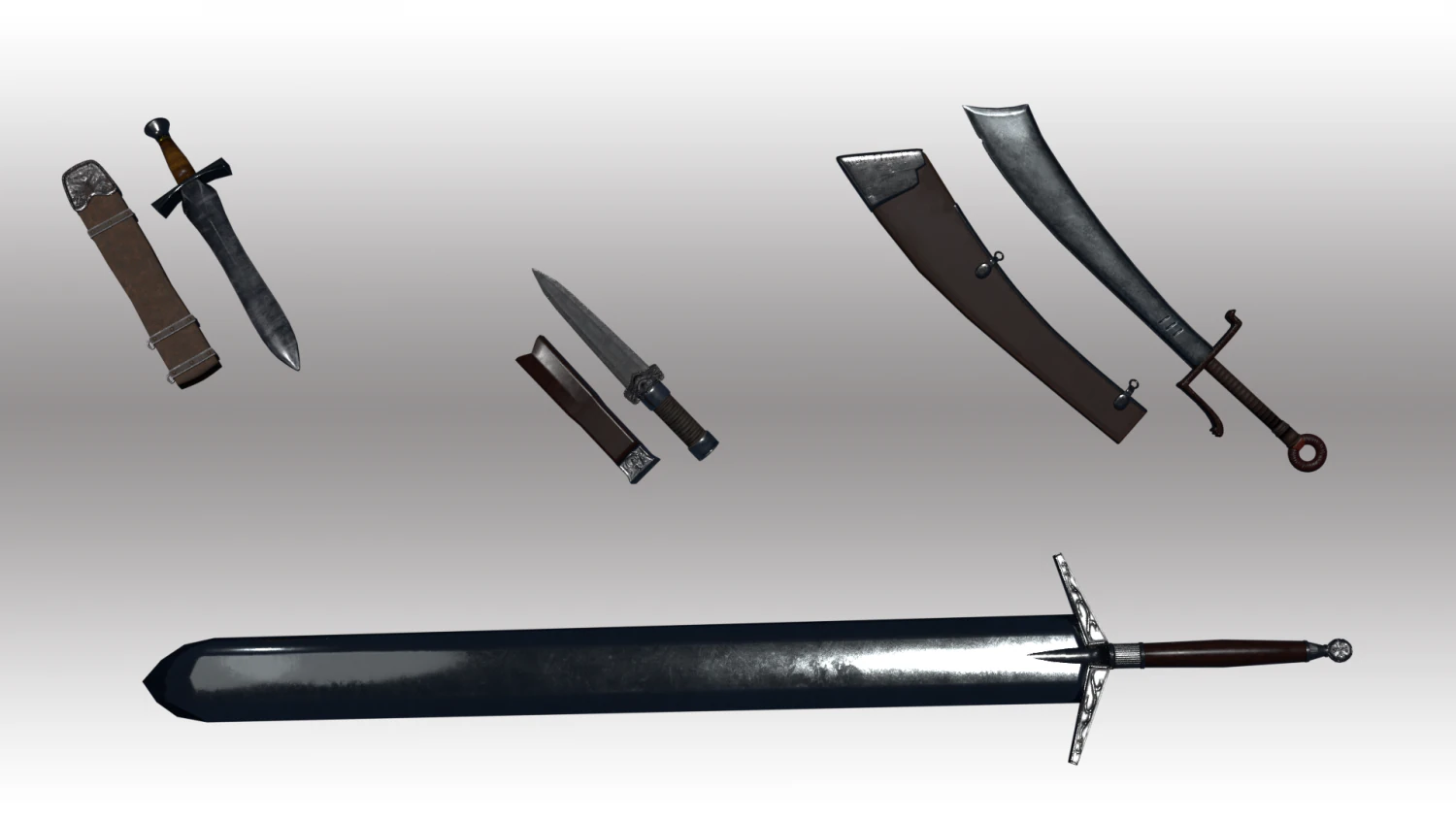 ancient swords pack 3D Model .c4d .max .obj .3ds .fbx .stl .blend 