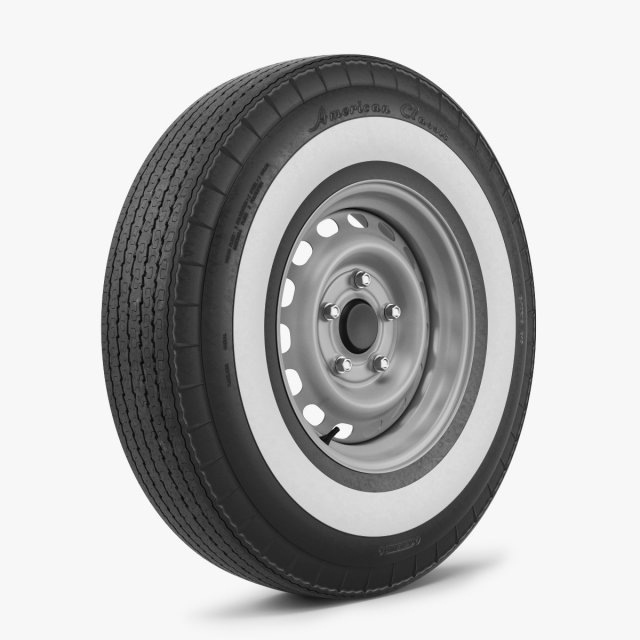 steel wheel tire american classic 3D Model .c4d .max .obj .3ds .fbx .stl .blend 