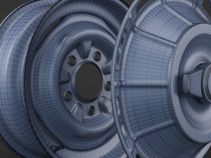 steel wheel rim corvette c1 3D Model
