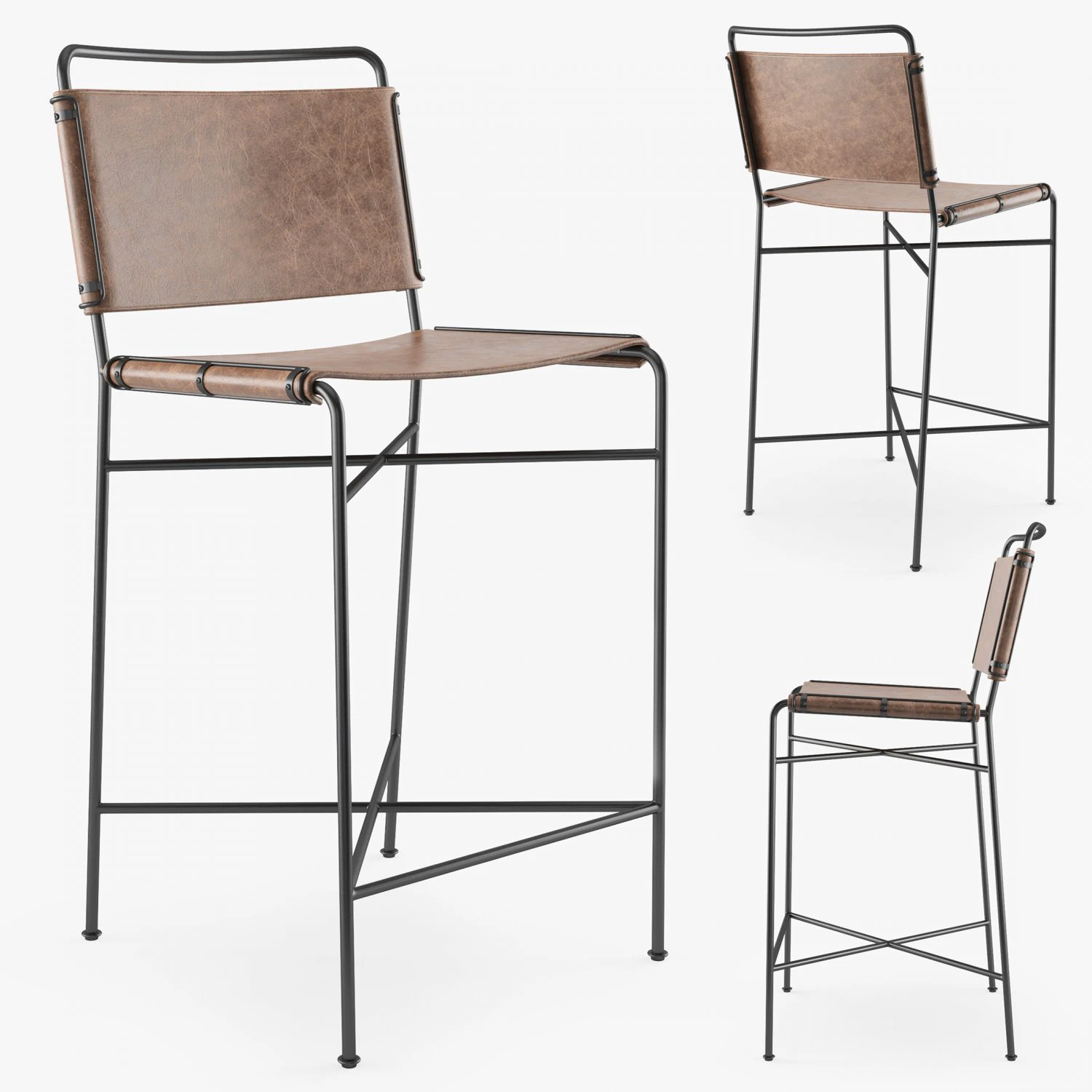 four hands wharton bar stool 3D Model .c4d .max .obj .3ds .fbx .stl .blend 