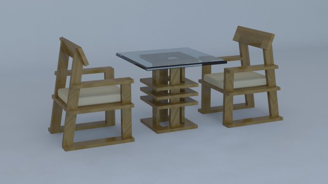 tea table with chair 3D मॉडल .c4d .max .obj .3ds .fbx .stl .blend 