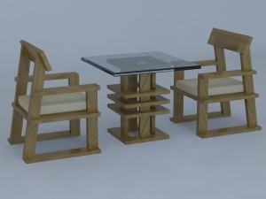 tea table with chair Modello 3D