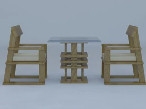 tea table with chair 3D Model