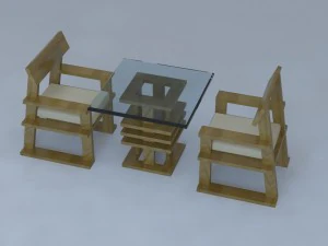 tea table with chair 3D Model