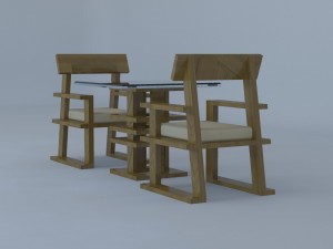 tea table with chair 3D मॉडल