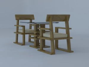 tea table with chair 3D Model