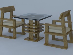 tea table with chair 3D मॉडल