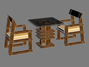 tea table with chair 3D मॉडल