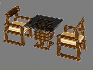 tea table with chair 3D मॉडल