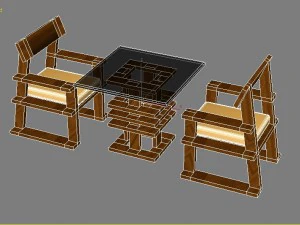 tea table with chair 3D Model