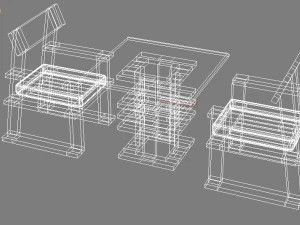 tea table with chair 3D Model