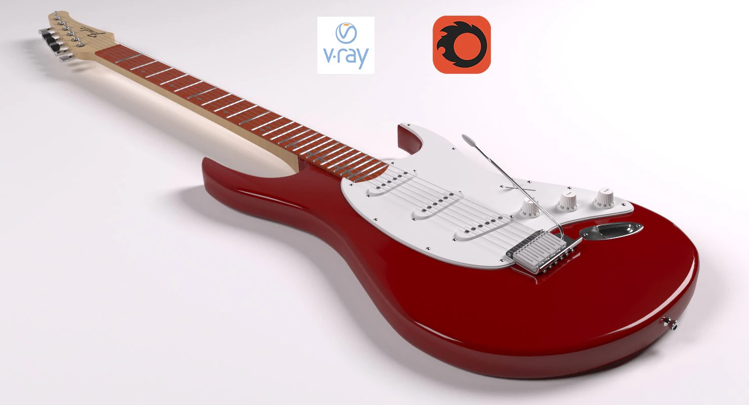 guitar fender 3D Model .c4d .max .obj .3ds .fbx .stl .blend