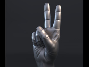 hand with peace of victory gesture Modèles 3D en vedette