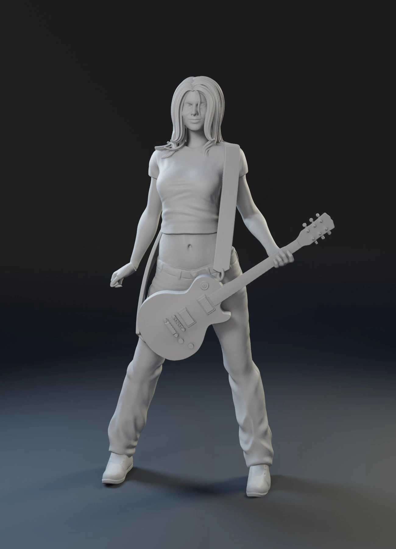 Girl with a guitar 3D print model 3D Print Model .c4d .max .obj .3ds .fbx .stl .blend