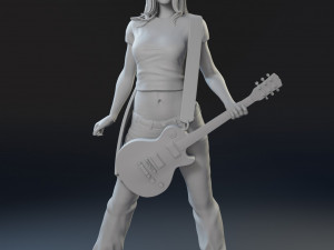 Girl with a guitar 3D print model Modelo de Impressão 3D
