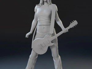 Girl with a guitar 3D print model 3D Print Model