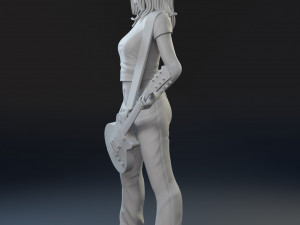 Girl with a guitar 3D print model 3D प्रिंट मॉडल