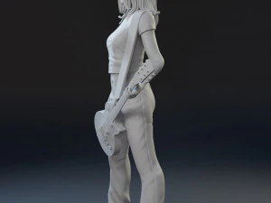 Girl with a guitar 3D print model 3D Print Model