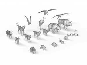 animali confezionati lowpoly Modello 3D