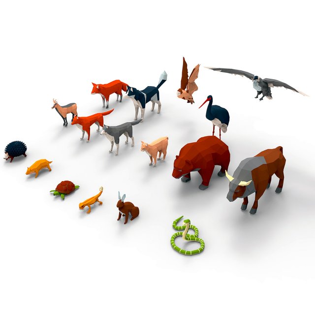 animals pack lowpoly 3D Model .c4d .max .obj .3ds .fbx .stl .blend 