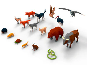 animali confezionati lowpoly Modello 3D