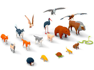 animali confezionati lowpoly Modello 3D
