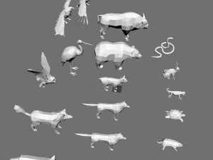 animali confezionati lowpoly Modello 3D