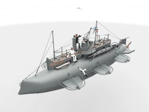 submarine with sailors 3D Model
