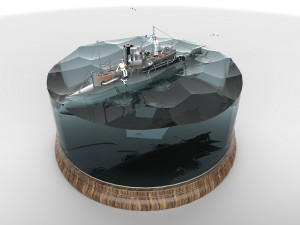 submarine with sailors Modelo 3D